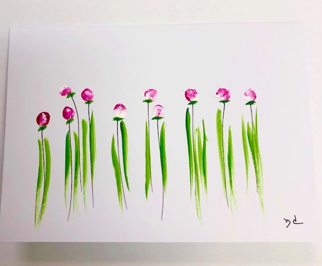 Original Acrylic painting card flowers